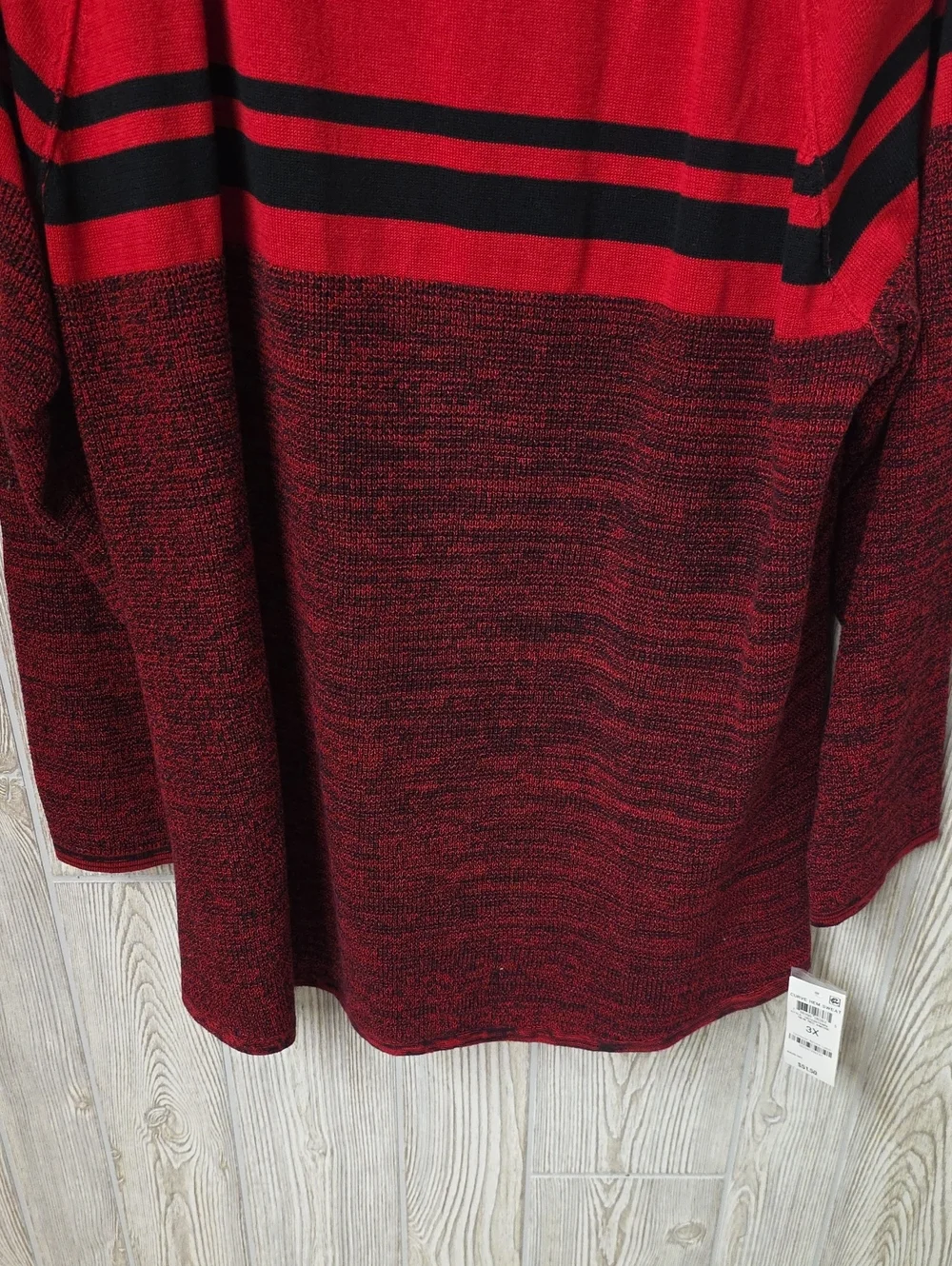 Karen Scott Red and Black Colorblock Tunic Sweater Womens Plus Size 3X NWT